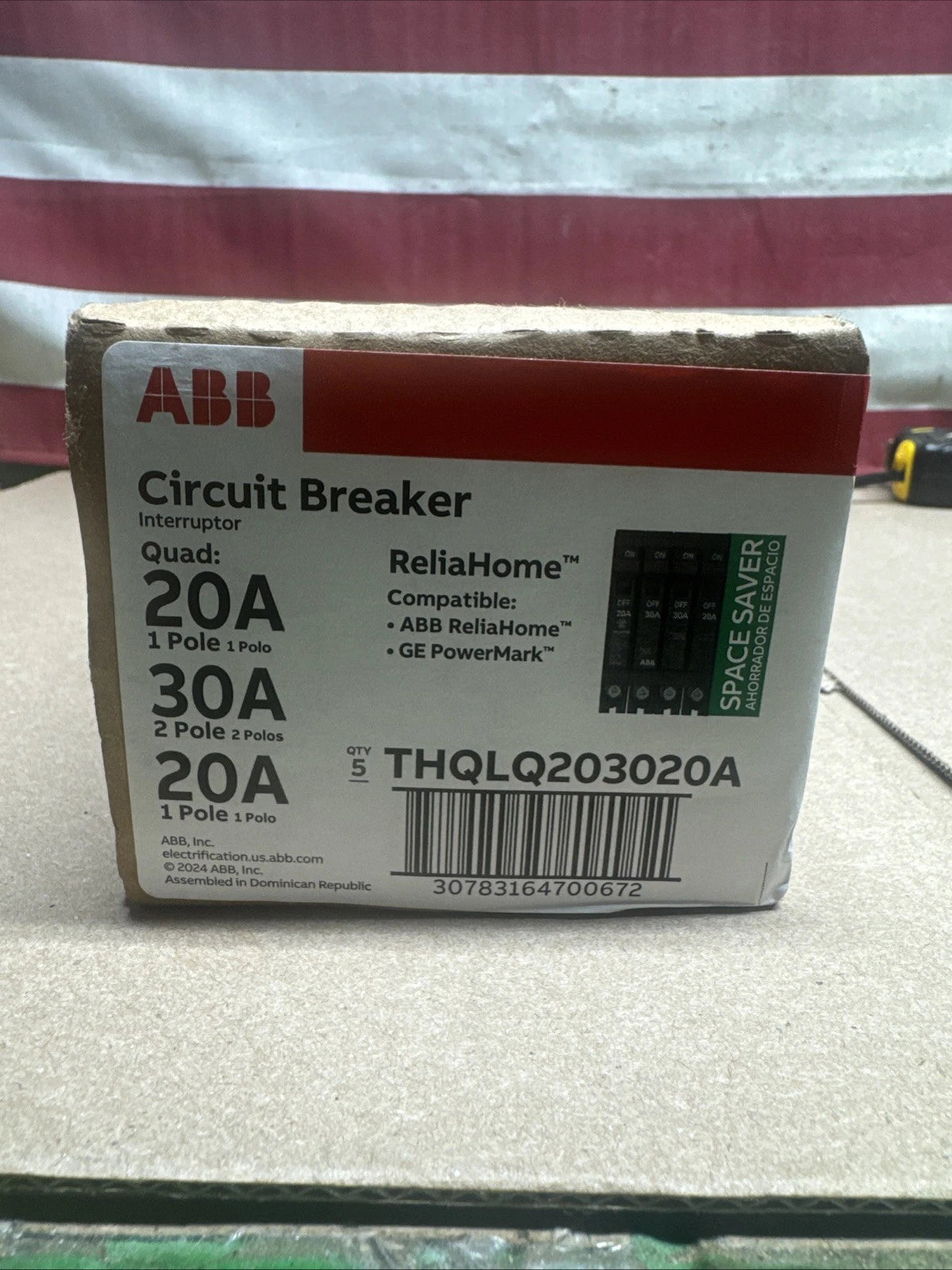 5- ABB THQLQ203020A Quad Circuit Breakers 20/20A 30A 120/240V Plug-On