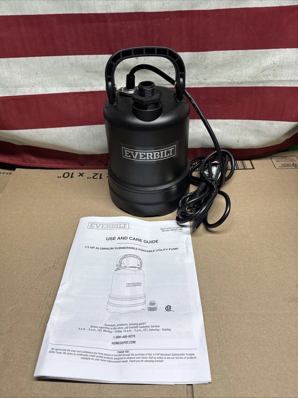 Everbilt 1/3 HP Submersible Aluminum Utility Pump NEW IN BOX