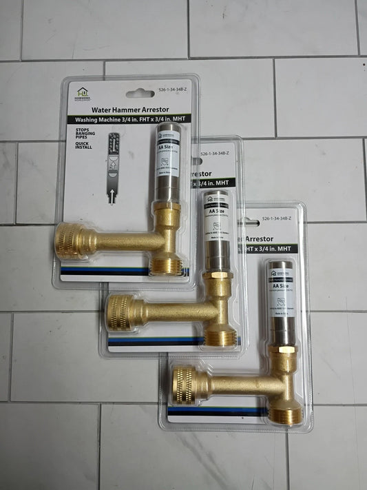 3X Water Hammer Arrestor Washing Machine 3/4 Inch Thread Stainless Chamber New