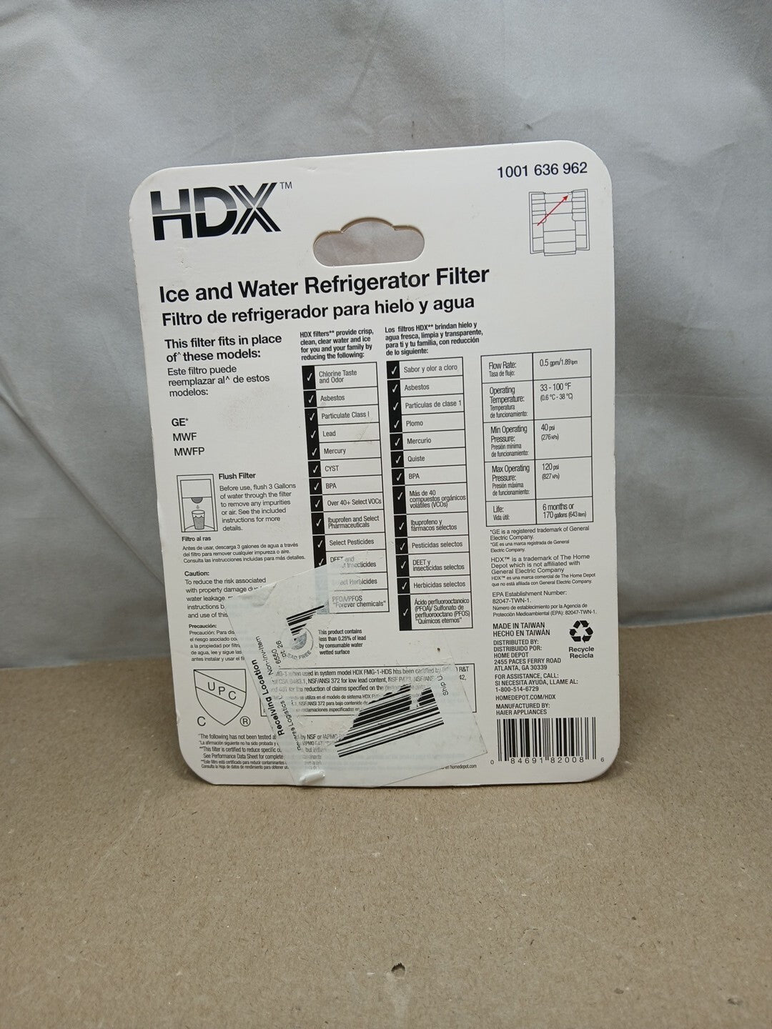 HDX HDX1PKDS0 Refrigerator Water Filter for GE Appliances