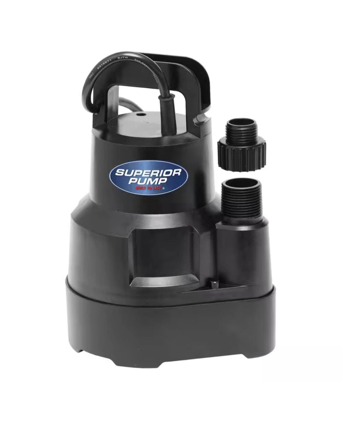 Superior Pump 91014 1/4 HP High Flow Thermoplastic Utility Pump Black 2250 GPH