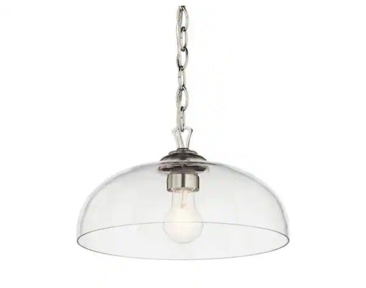 Kichler Gineva 1-Light Pendant with Clear Glass in Brushed Nickel Open Box