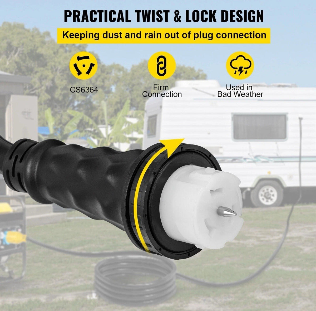 VEVOR 15 Feet Generator Extension Cord 50A 125/250V CS6364 Locking Connector
