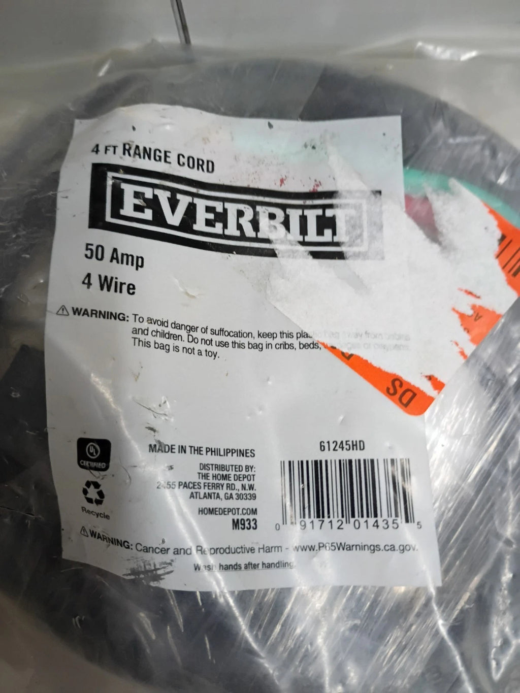 3-PACK Everbilt 61245HD 4ft Range Stove Cord Plug 50 Amp 4 Wire 4 Prong New