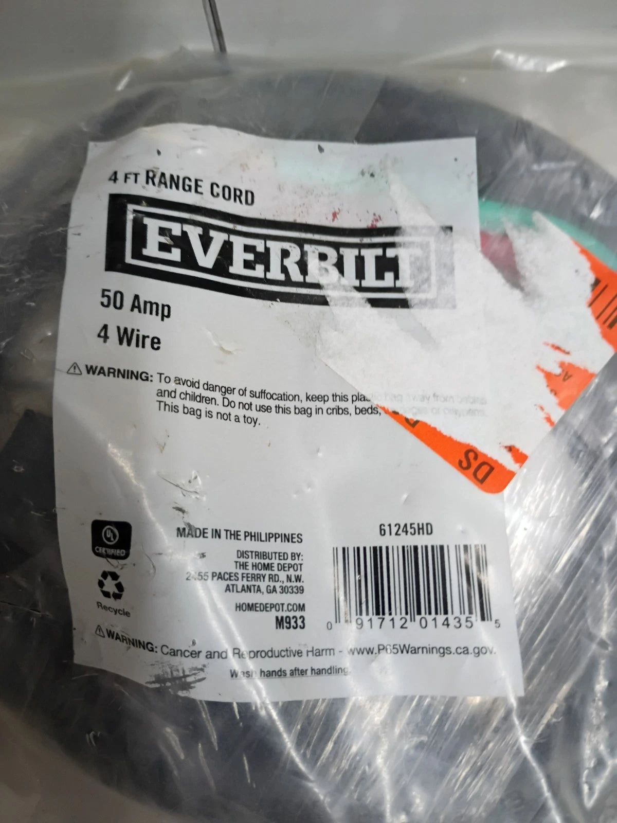 3-PACK Everbilt 61245HD 4ft Range Stove Cord Plug 50 Amp 4 Wire 4 Prong New