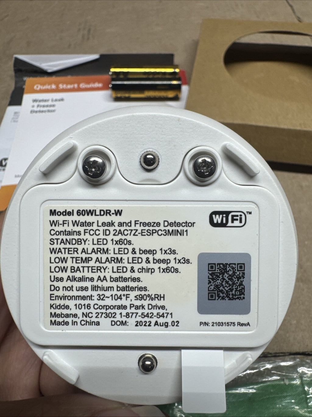 Kidde 3 Pack 60WLDR-W Battery Smart Water Leak Detector &Freeze Alarm, Wi-Fi