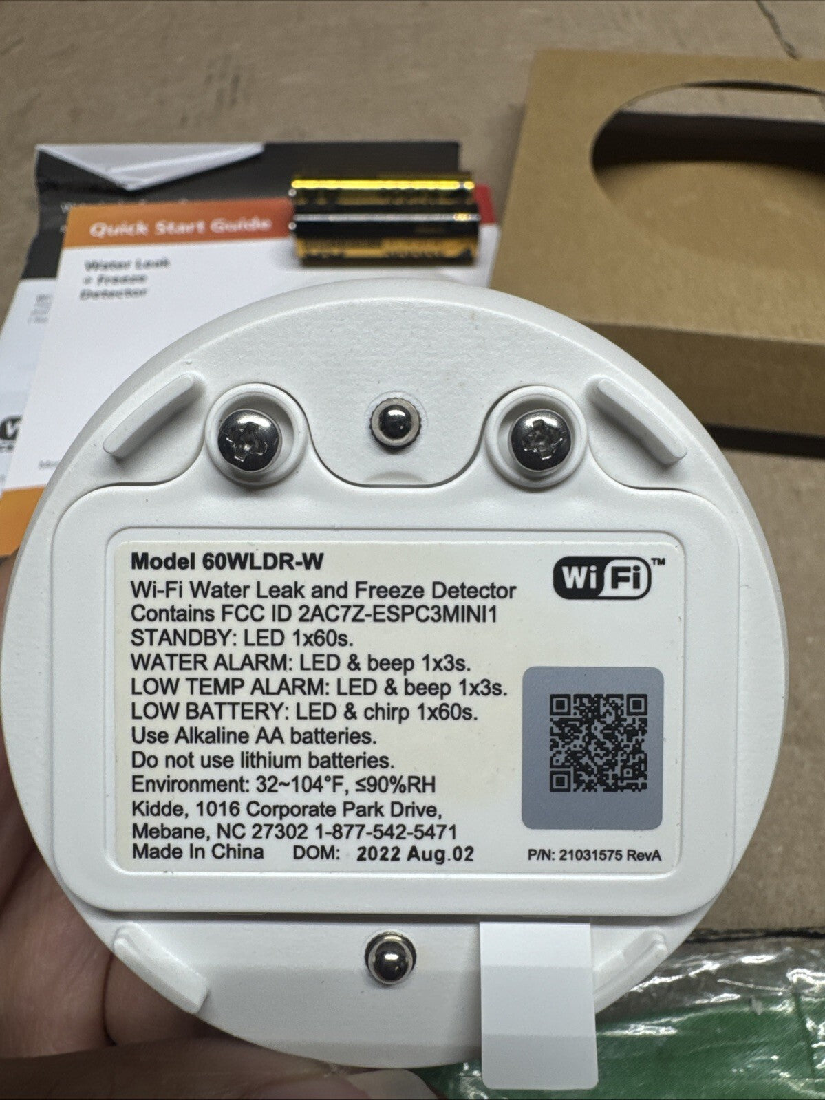 Kidde 3 Pack 60WLDR-W Battery Smart Water Leak Detector &Freeze Alarm, Wi-Fi