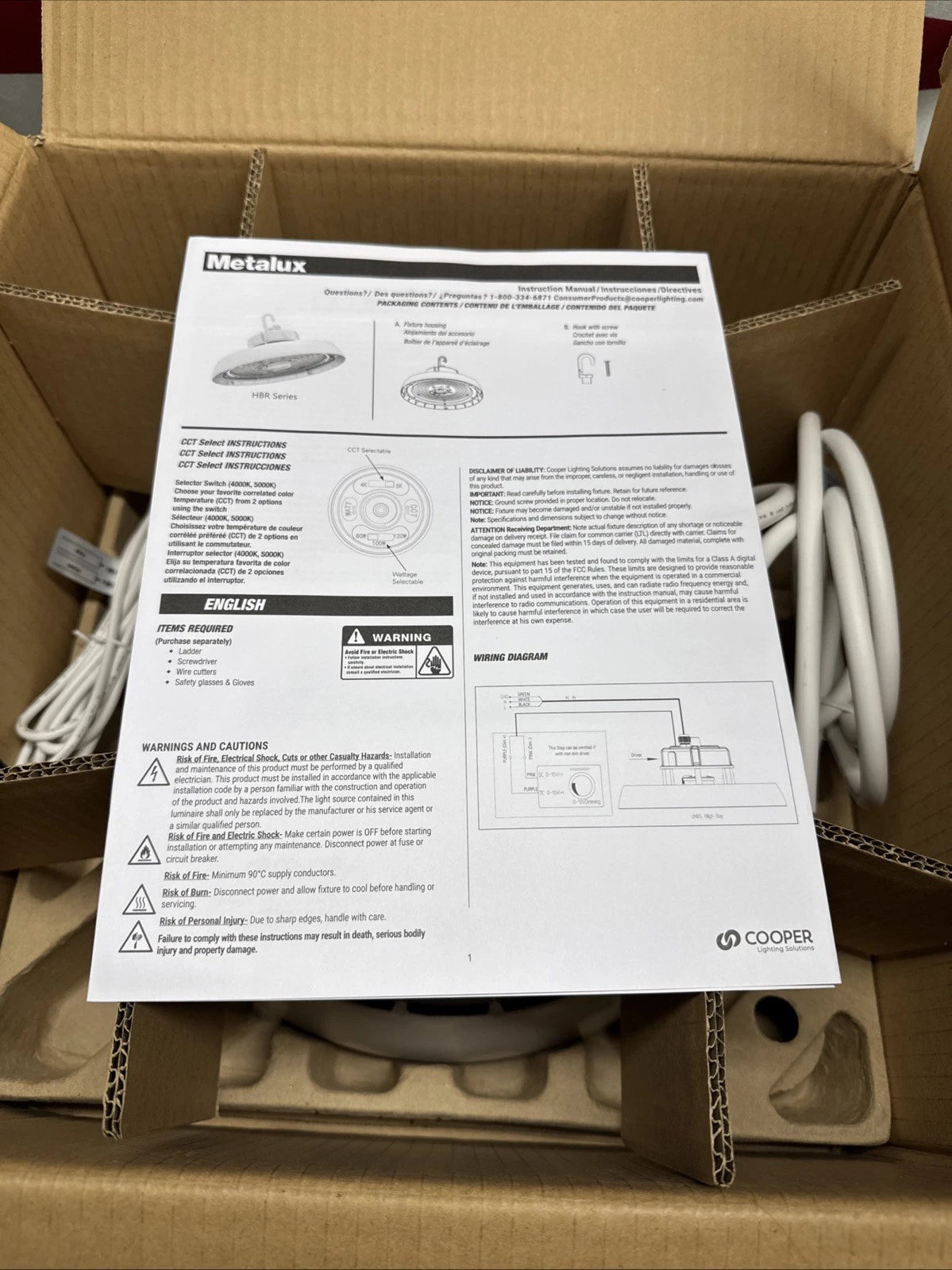 Metalux 13 in. Round 400-watt Equivalent Integrated LED White High Bay Light