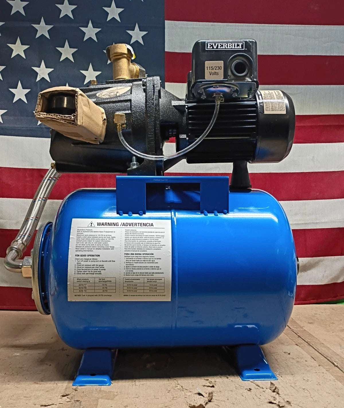 Everbilt 1/2HP Jet Pump/Tank Combo Cast iron with 6 Gallon Tank Open Box
