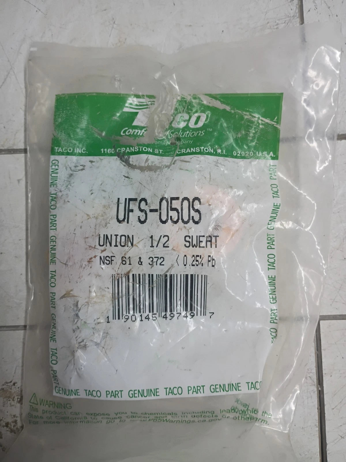 Taco UFS-050S 1/2" Swt Union Fitting Assembly, Sealed Bag