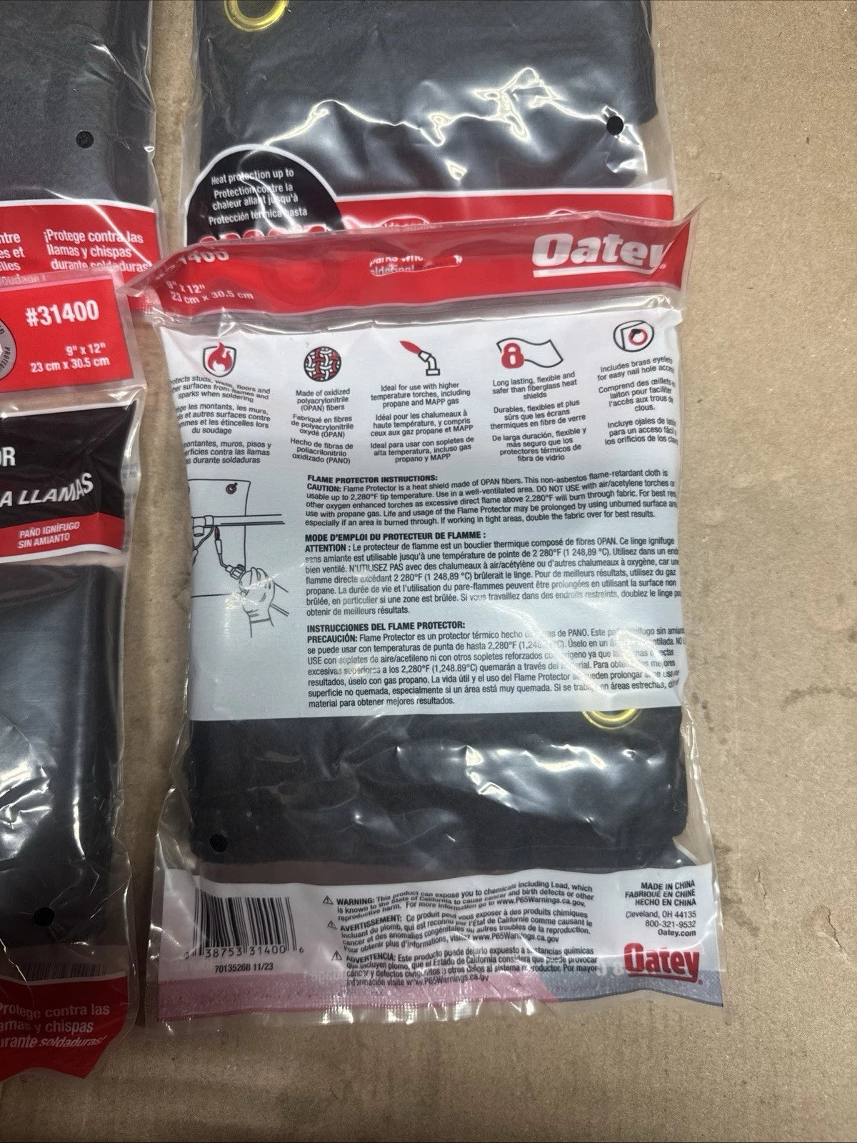 4PK Oatey Flame Protector 9" x 12" Heat Shield Cloth #31400 Non-Asbestos NEW