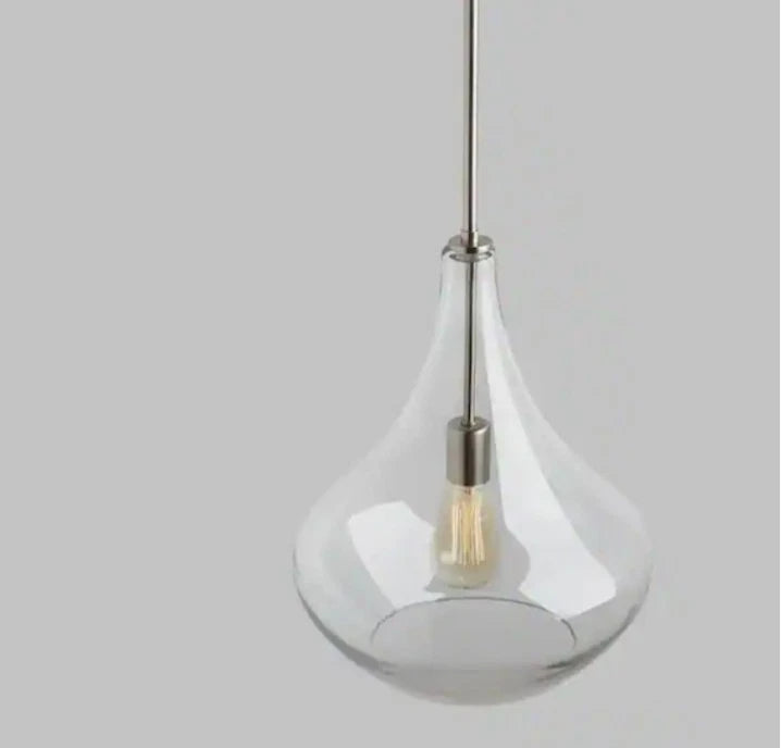Mora 13 in. W x 17 in. H 1-Light Clear Glass Teardrop Modern Pendant Open Box