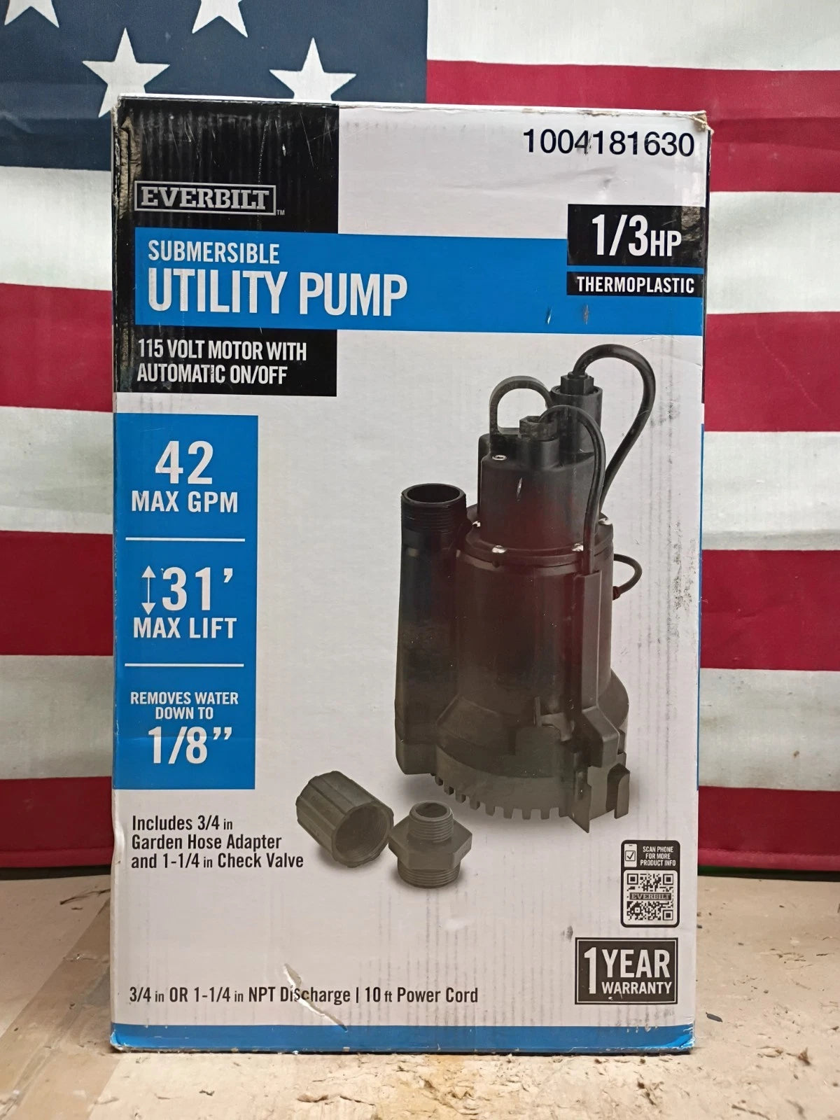 Everbilt 1/3 HP Automatic Utility Pump HDAUP33- Automatic On/Off - Used Read