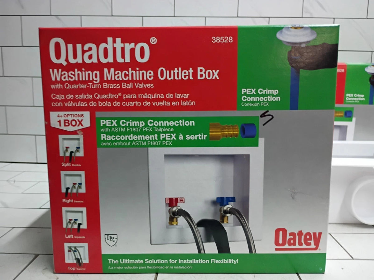 (2 Pack) Oatey Quadtro 38528 Washing Machine Outlet Box With PEX Crimp Valves OB