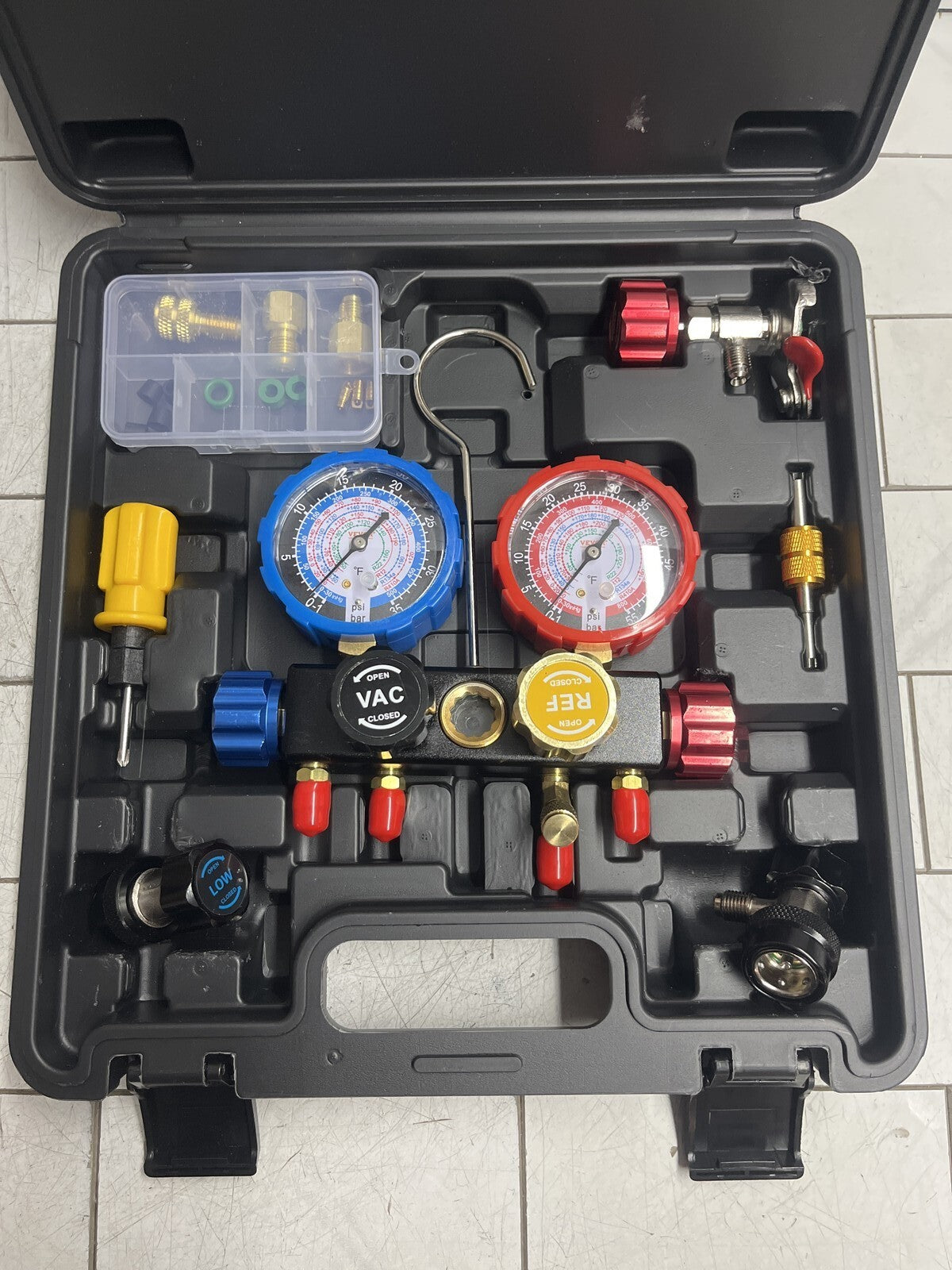 Vevor WZ-J401 Manifold Gauge Set 4-Way for R134A R22 R12 R502 Charging NEW OB