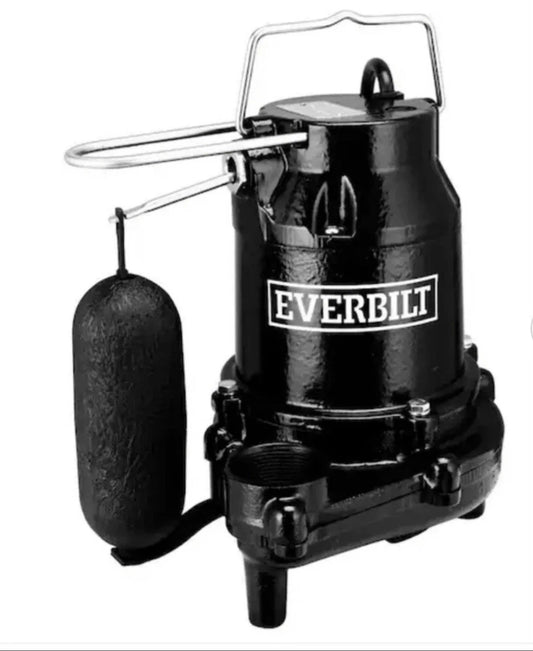 Everbilt 1/2 HP Cast Iron Sump Pump Model # HDS50 OPEN BOX.