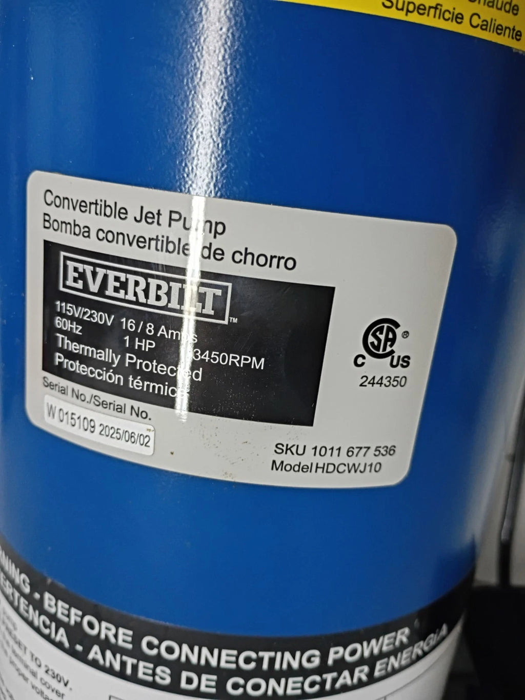 Everbilt HDCWJ10 1 HP Professional Convertible Jet Pump NEW OPEN BOX