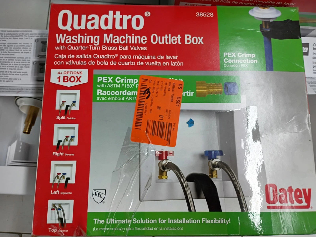 (2 Pack) Oatey Quadtro 38528 Washing Machine Outlet Box With PEX Crimp Valves OB