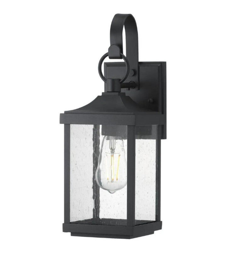 Progress Lighting Park Court 15 in. 1-Light Textured Black Outdoor Wall Lantern