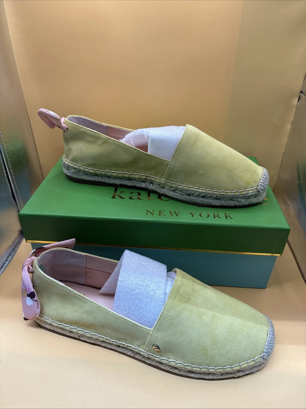 Kate Spade New York Size 8.5 Grayson Espadrille Sandals Yellow Pink Bow