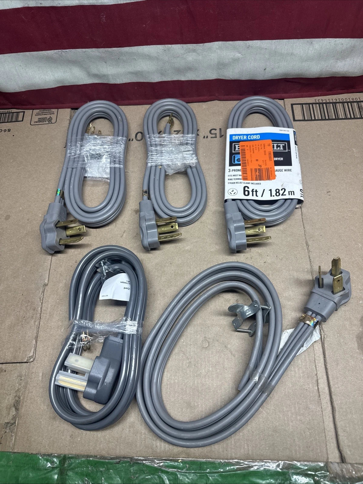 Lot Of 5 Everbilt 3-Prong Dryer Power Cord 30 Amp 6ft. 98247
