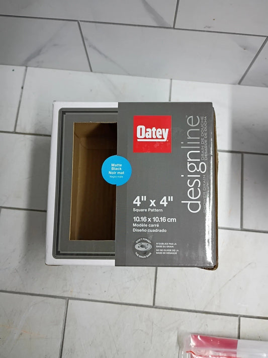 Oatey Designline 4" x 4" Square Matte Black Decorative Shower Drain Grate OB
