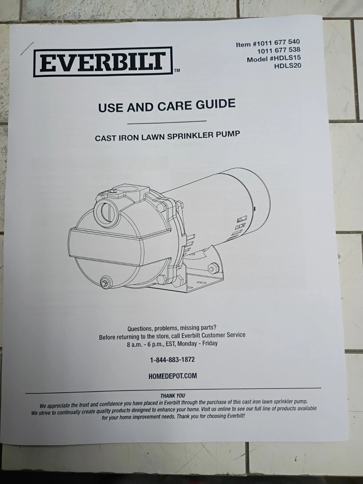 Everbilt HDLS20 Professional Irrigation Pump Cast Iron 2 HP Dual Voltage
