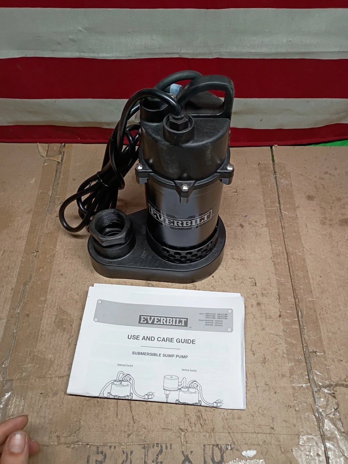 Everbilt HDSP33W 1/3 HP Corrosion Resistant Aluminum Sump Pump Tether Switch, OB