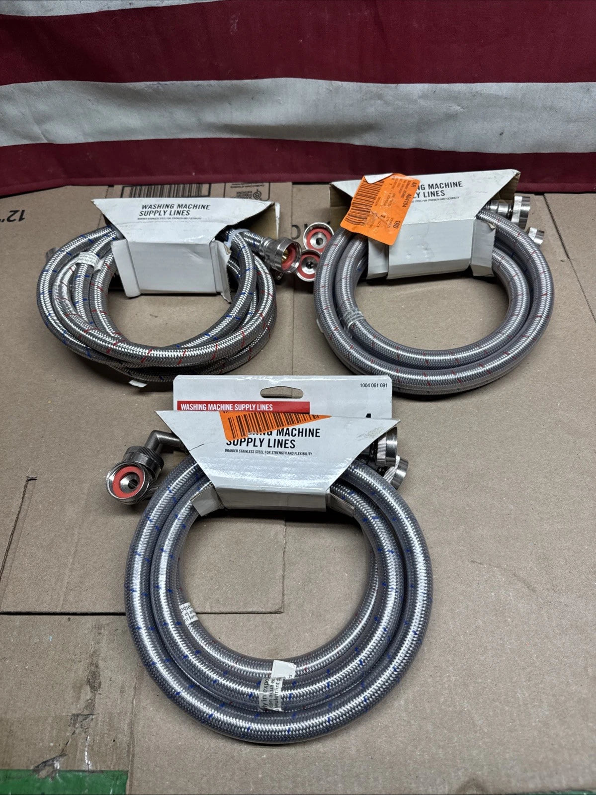 3 Pairs Universal Washing Machine Hoses 90 Deg Elbow Stainless Steel
