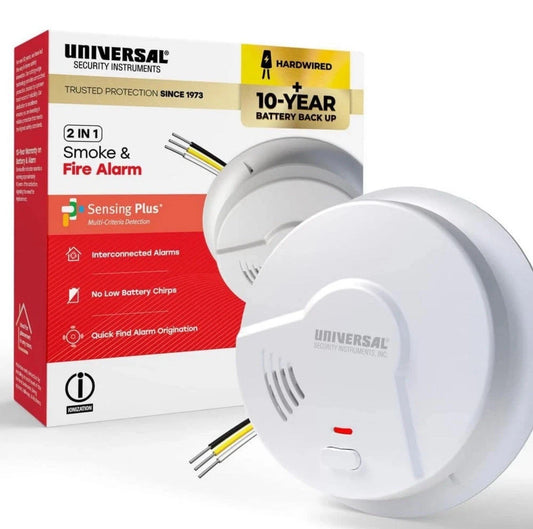 Hardwired and 10-Year Battery Backup Smoke Detector with Ionization Sensor