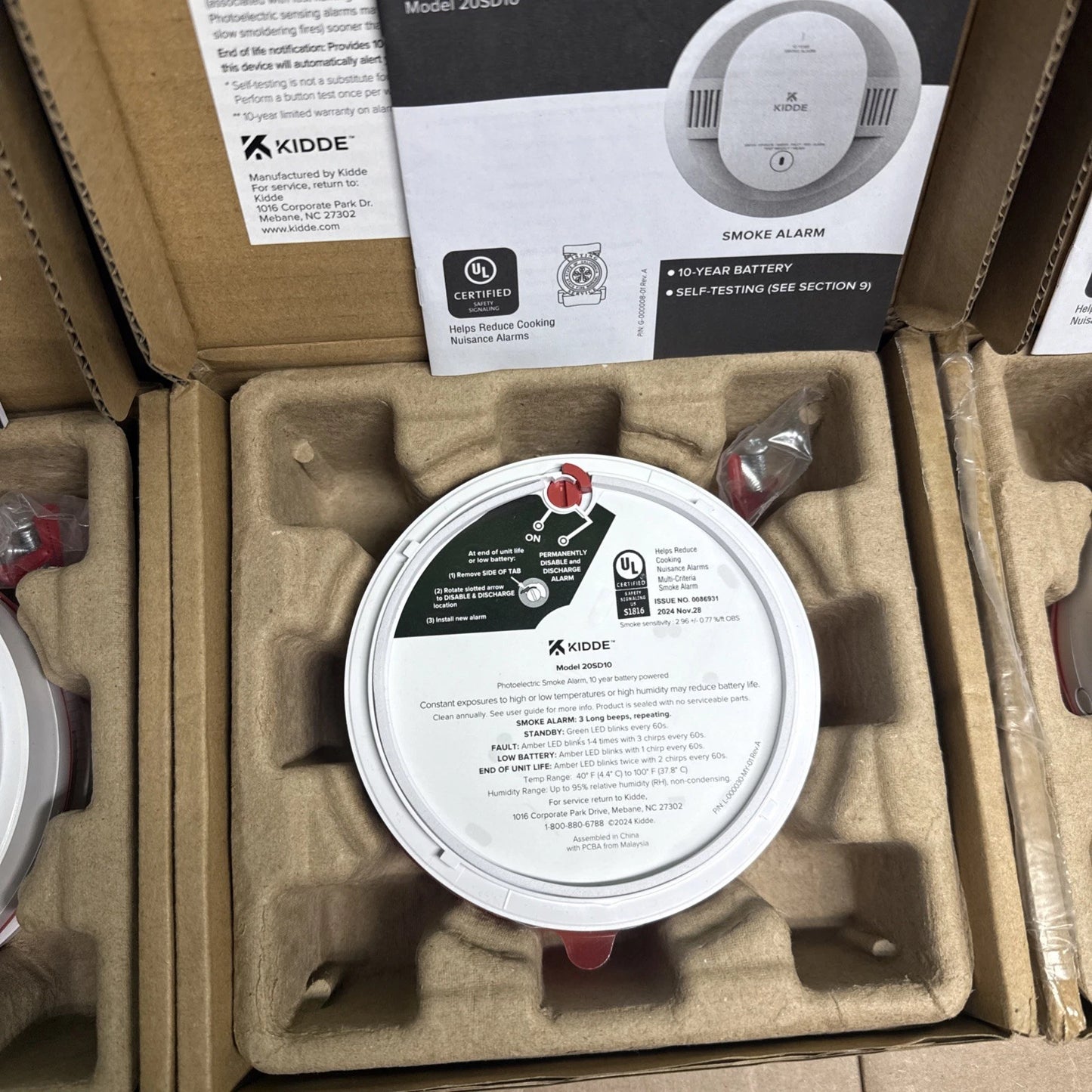 Kidde Smoke Detector 10 Year Battery Powered LED Warning Light Indicators 20SD10