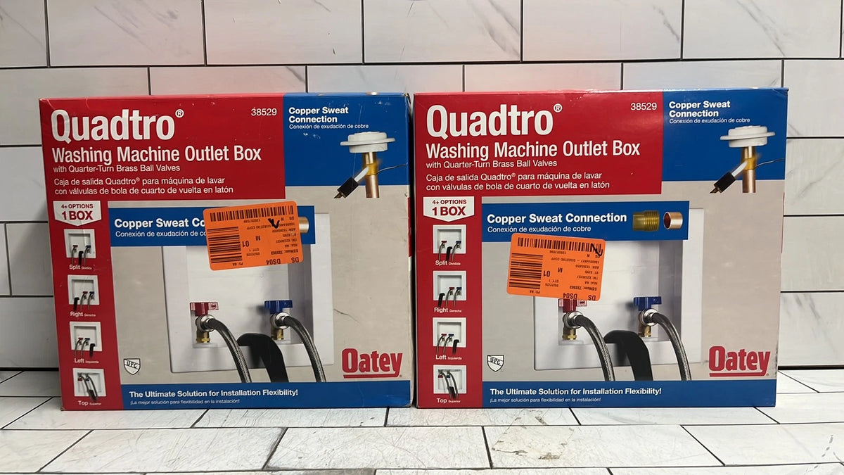 QTY of 2 Oatey 38529 Washing Machine Outlet Box, 1/2 in Connection, Brass