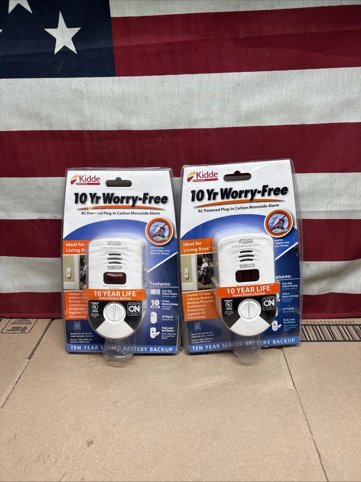 2 Pack Kidde Carbon Monoxide Detector, Plug In Wall with 10-Year Battery Backup