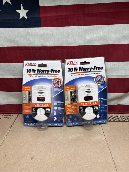 2 Pack Kidde Carbon Monoxide Detector, Plug In Wall with 10-Year Battery Backup