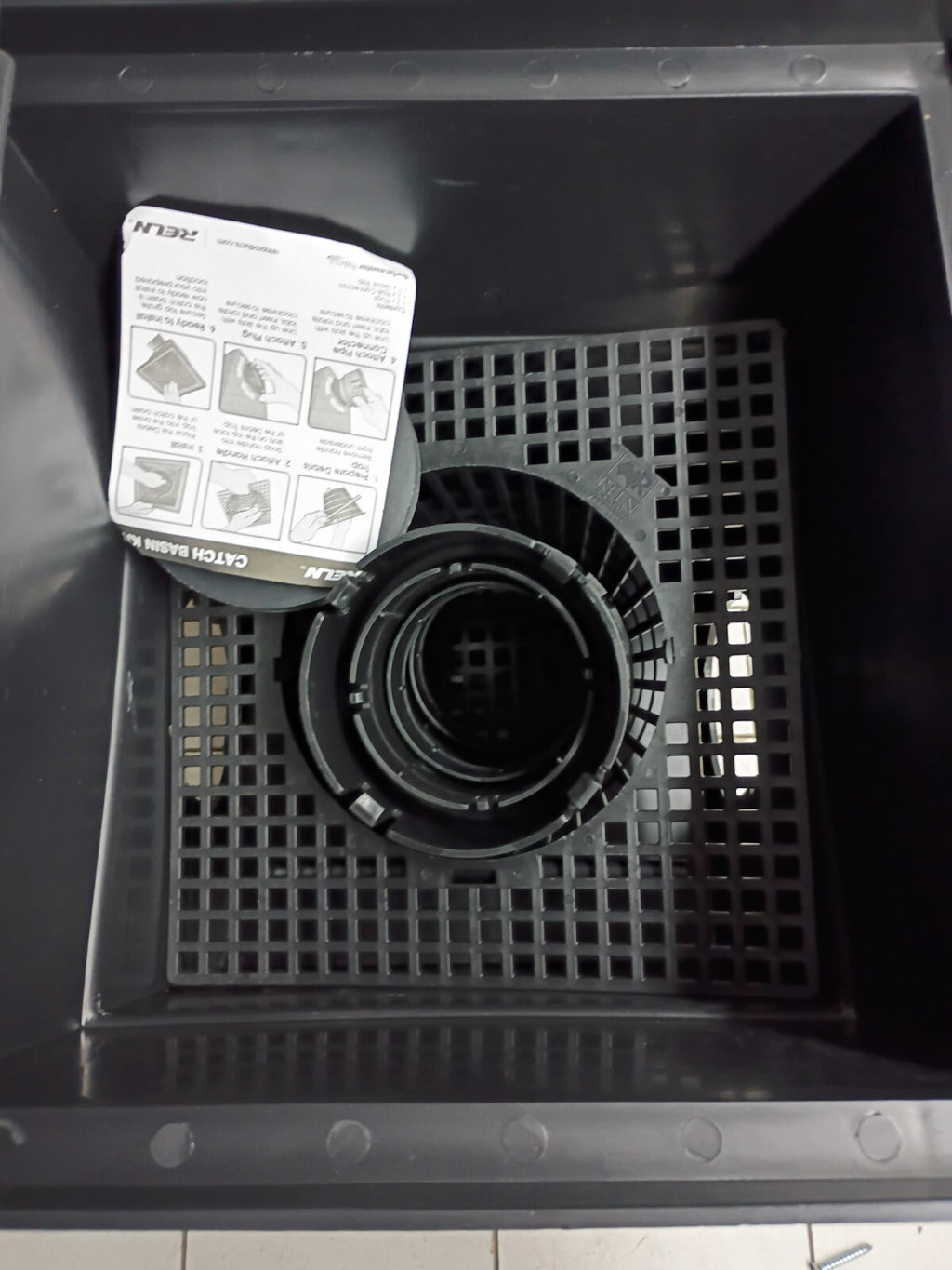 RELN 001028 12" x 12" Catch Basin Kit 5.8 Gal Capacity Fits 3" or 4" SewerDrain