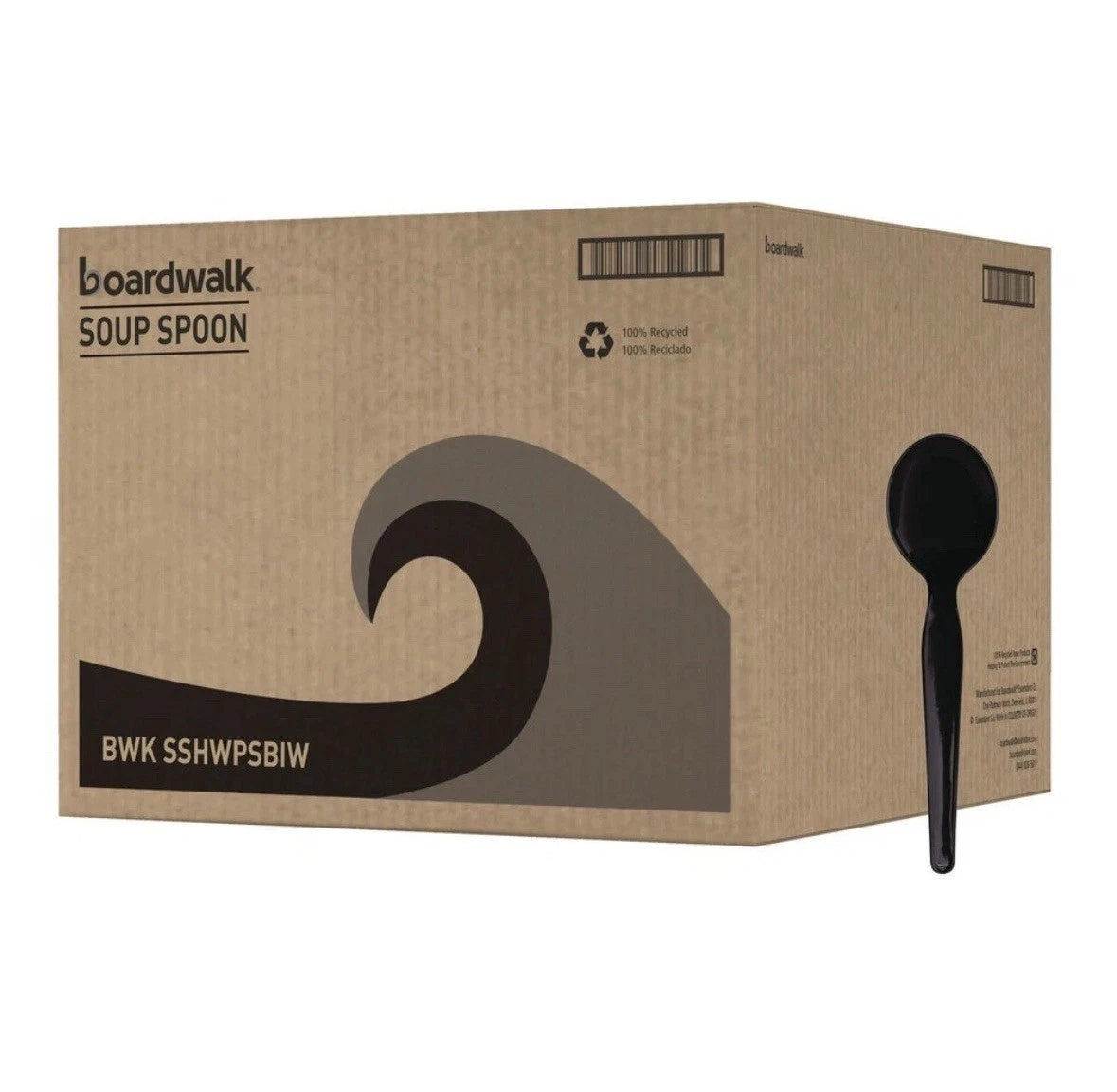 Boardwalk SSHWPSBIW Heavyweight Wrapped Soup Spoons - Black (1000/CT) New