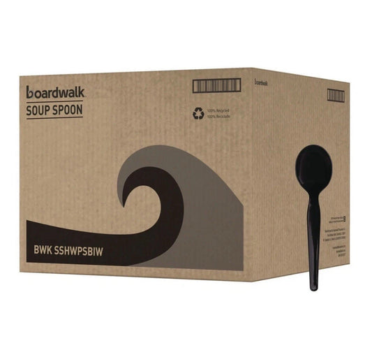 Boardwalk SSHWPSBIW Heavyweight Wrapped Soup Spoons - Black (1000/CT) New