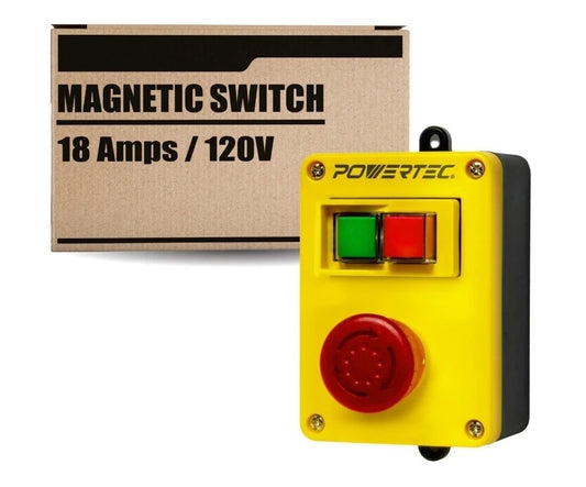 POWERTEC 120V, 18A Magnetic Switch for Router Table w/Emergency Stop Button, 1PK
