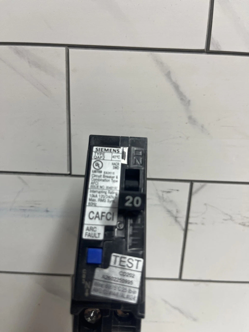 Siemens QA120AFCP Type QAF2 20A 120V 1 Pole Combination AFCI Circuit Breaker