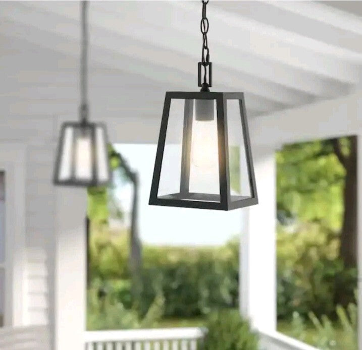 JONATHAN Y Glendale 6.75 in. Black Outdoor Industrial Farmhouse Pendant Light OB