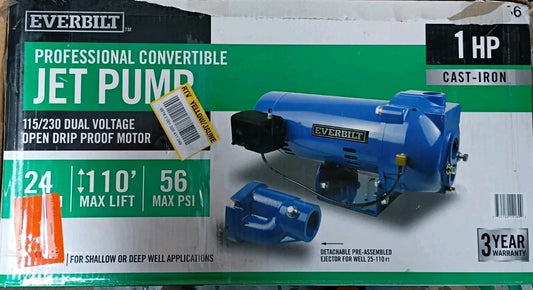 Everbilt HDCWJ10 1 HP Professional Convertible Jet Pump. Open Box