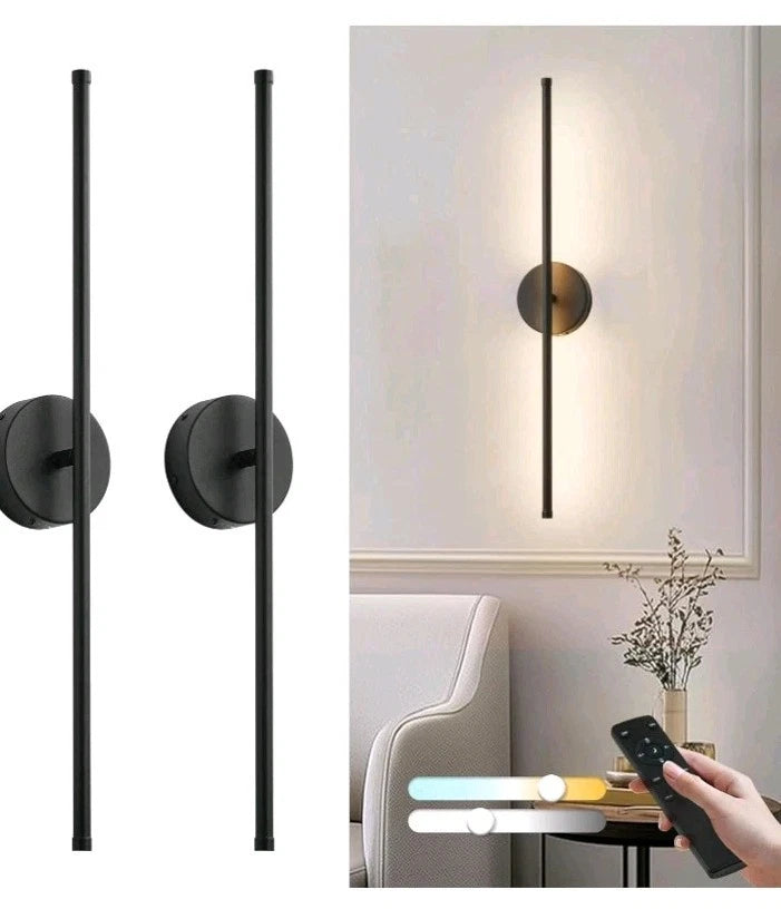 2-PACK Battery Operated Wall Sconces with Remote 3 Color Temps 350° Rotate OB