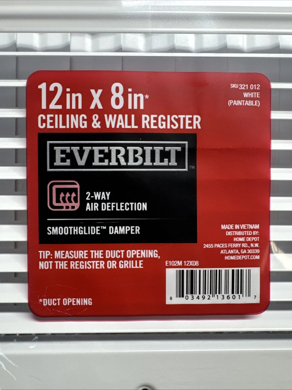 Lot Of 14 Everbilt 12 in. x 8 in. 2-Way Steel Wall/Ceiling Register in White