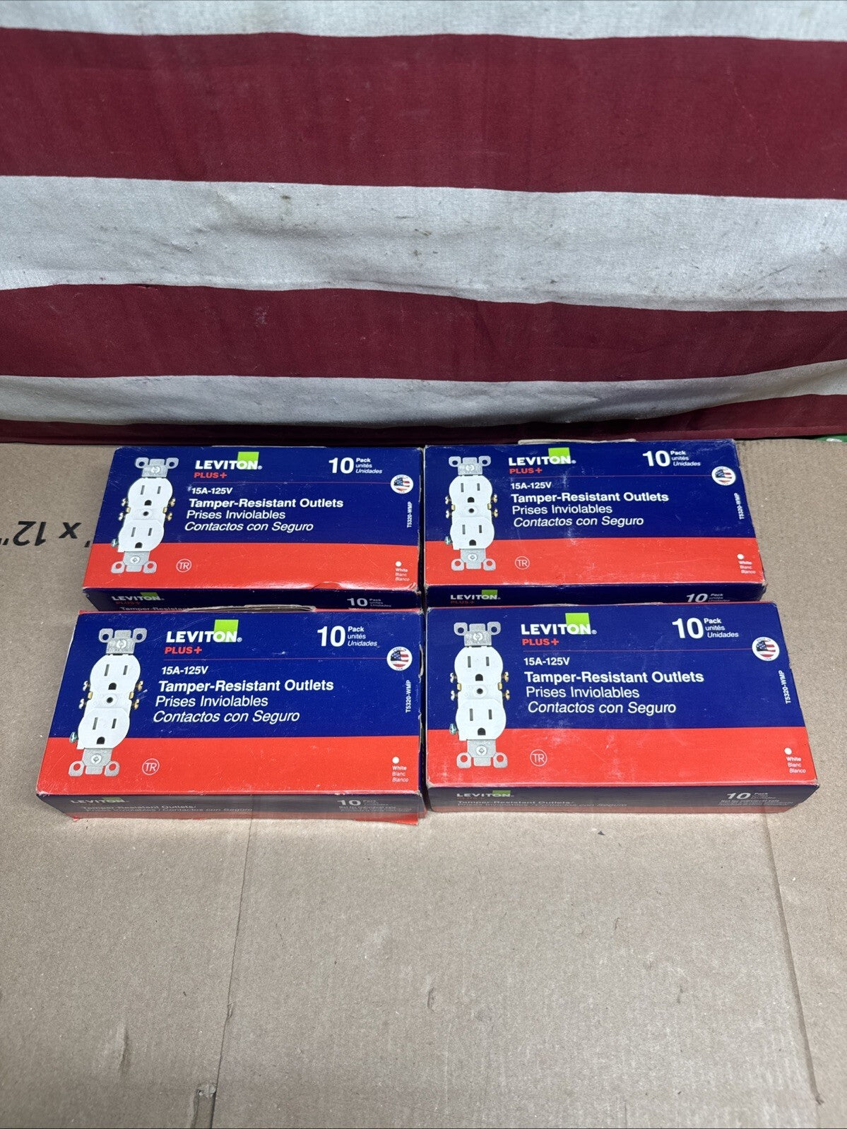 Lot of 4 Leviton Plus 10 White Tamper-Resistant Outlet T5320-WMP - New