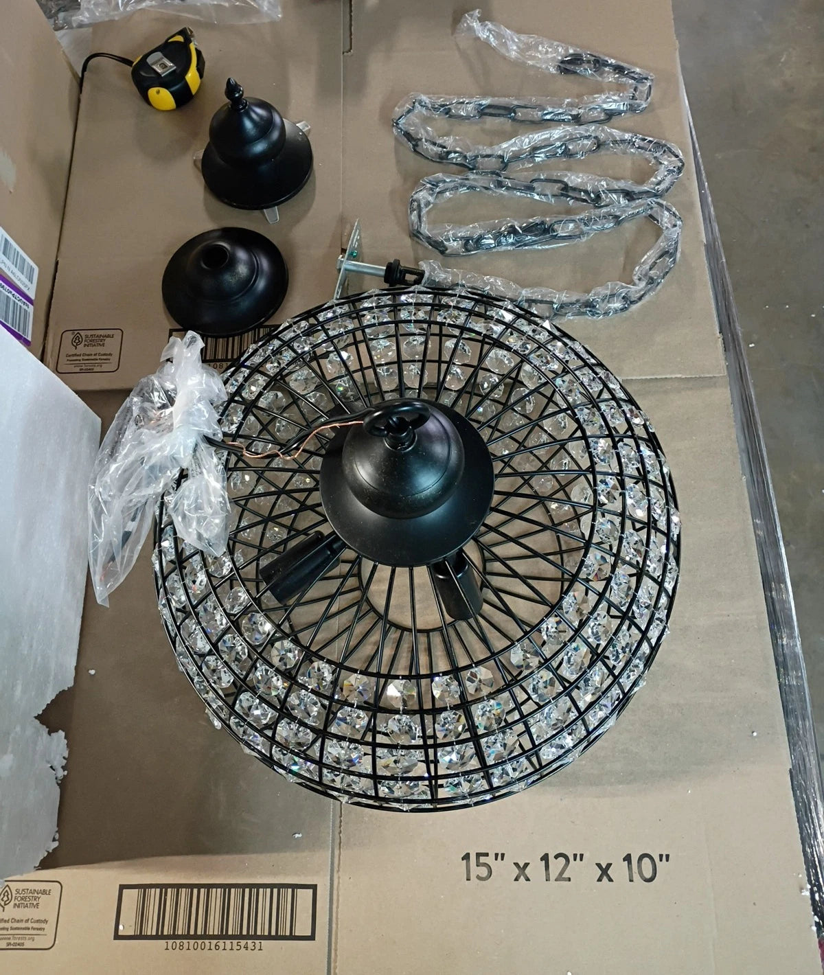 Allenglade 4-Light Unique Antique B-Black Globe Chandelier Crystal Accents OB
