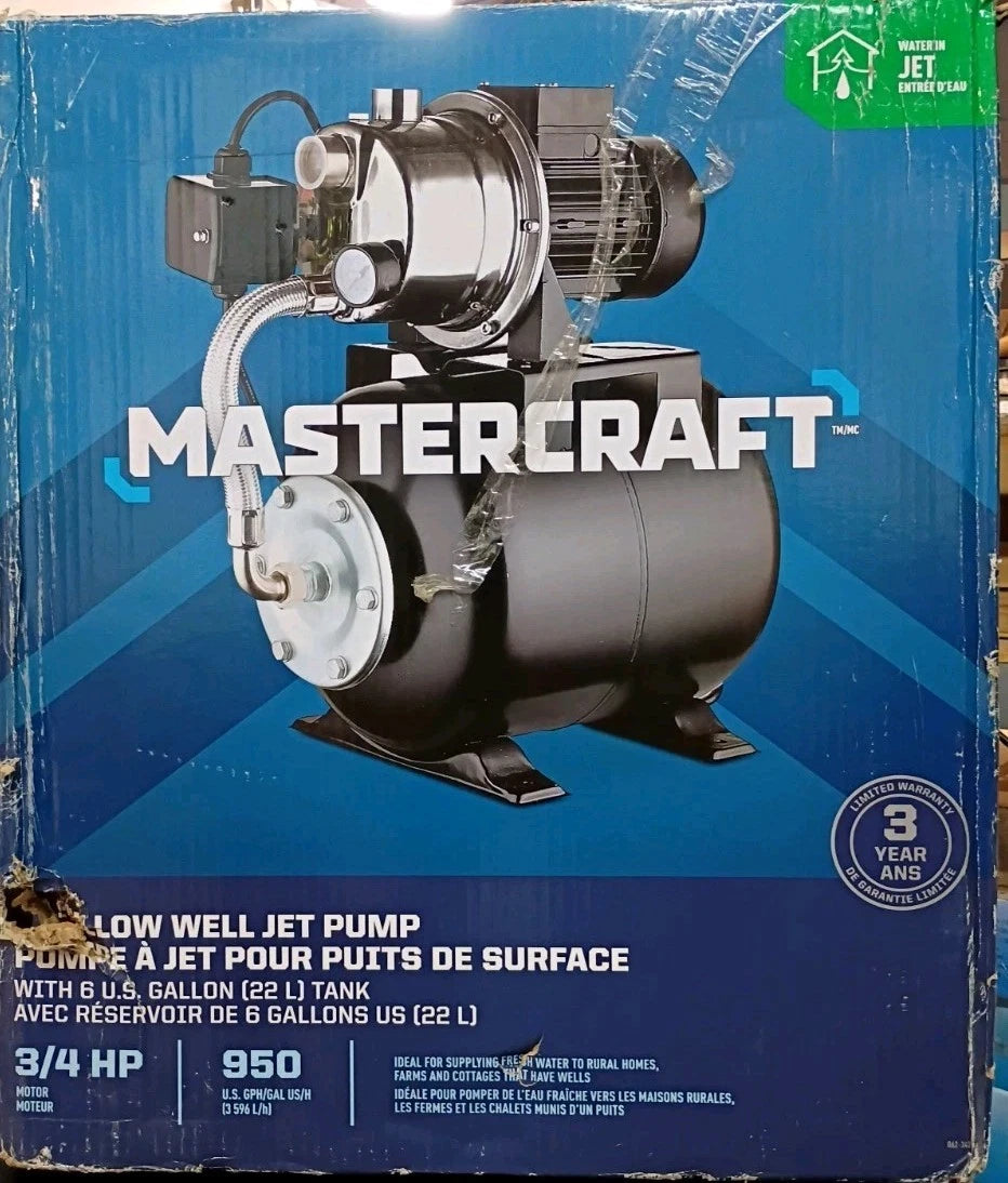 Mastercraft 3/4-HP Shallow Well Electric Jet Pump (Model 062-3428-8) 115V OB