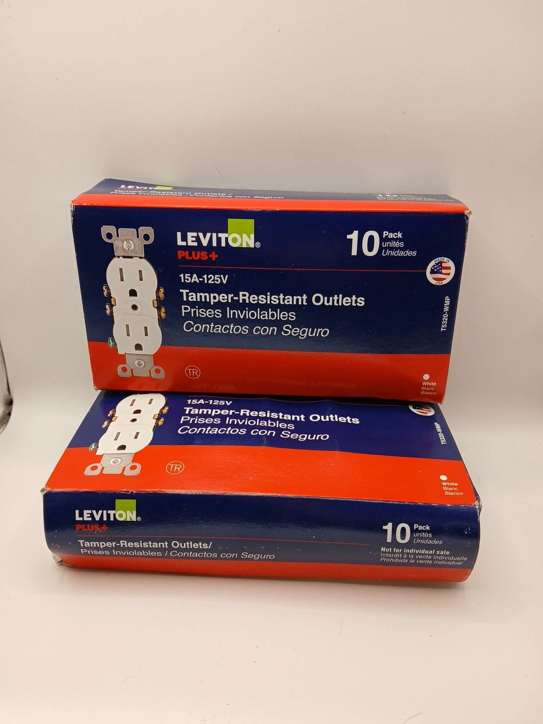 2 (10-Pack) Leviton 15A- 125V Tamper Resistant Duplex Outlet, Ivory -open Box