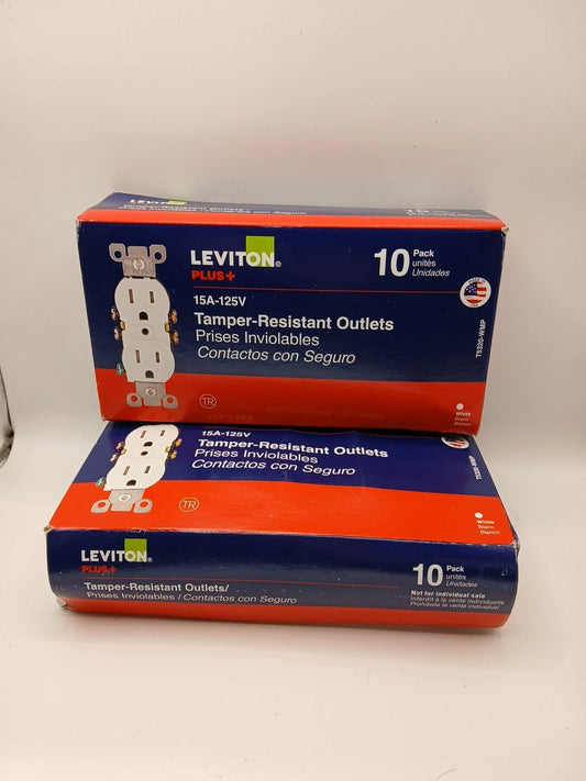 2 (10-Pack) Leviton 15A- 125V Tamper Resistant Duplex Outlet, Ivory -open Box