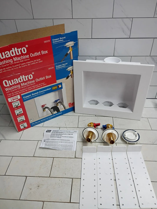 Oatey Quadtro 38529 Washing Machine Outlet Box Quarter-Turn Brass Valves OB-