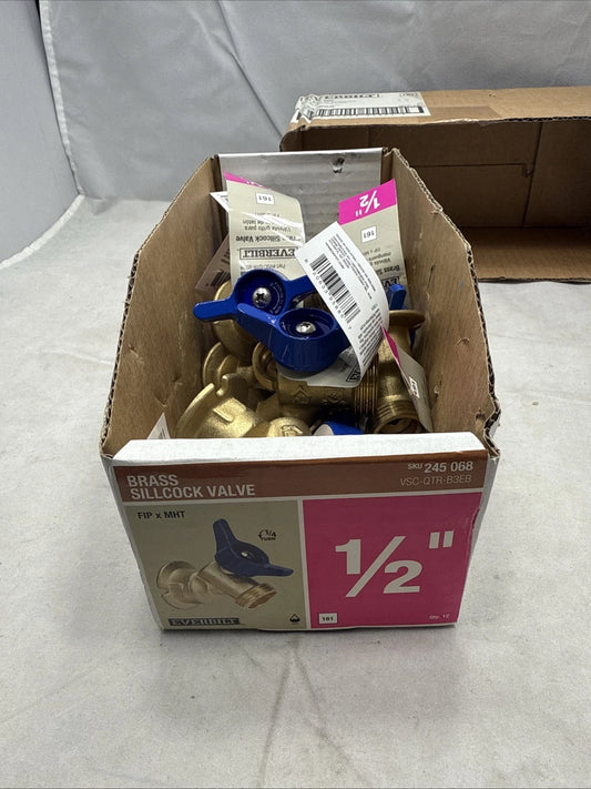 LOT OF 12 EVERBILT 1/2 in. Brass 1/4 Turn FPT x MHT Sillcock VSC-QTR-B3EB #161